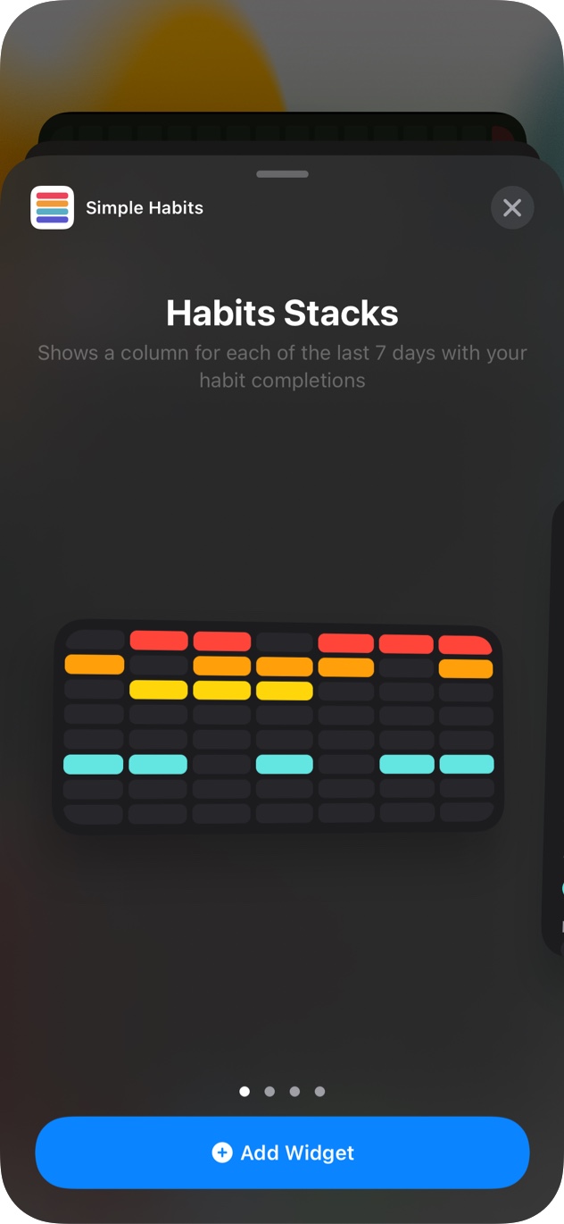 App screenshot of widgets for iOS